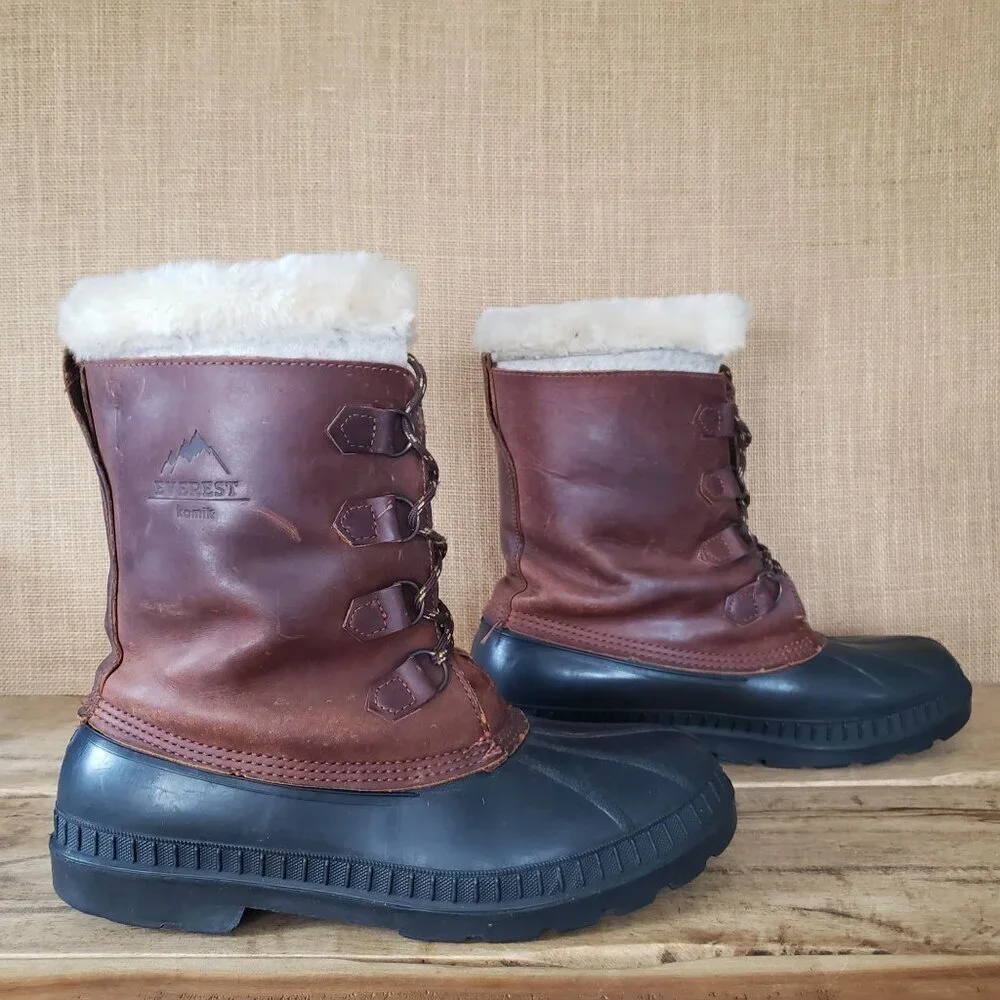 Men's 12 Kamik Canada Everest Wool Lined Leather Hunting Snow Winter Duck Boots
